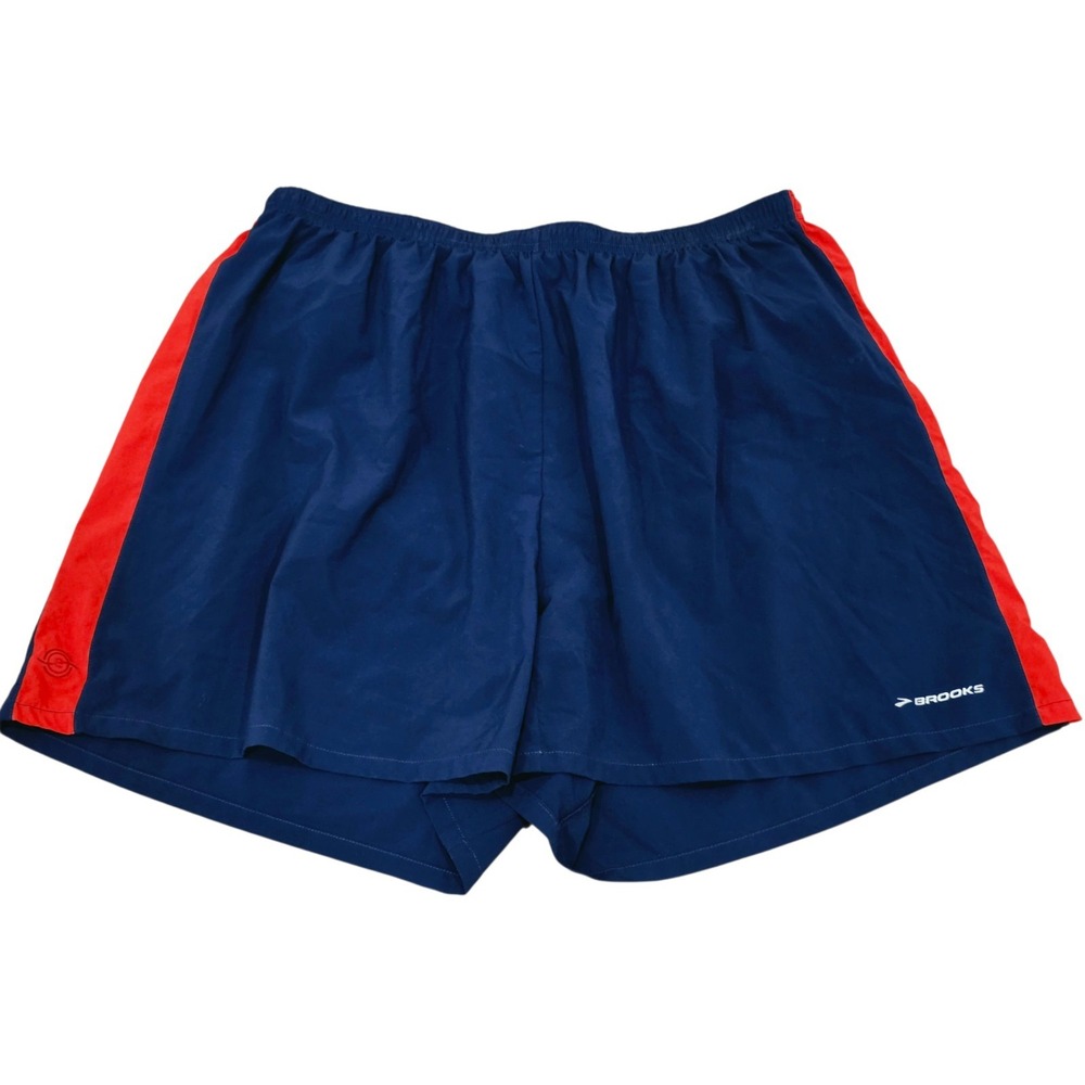 Vintage Brooks Equilibrium Running Shorts Mens XL Navy Red Split Lined
